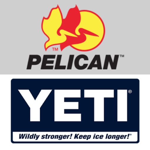 Yeti vs Pelican Coolers Logo