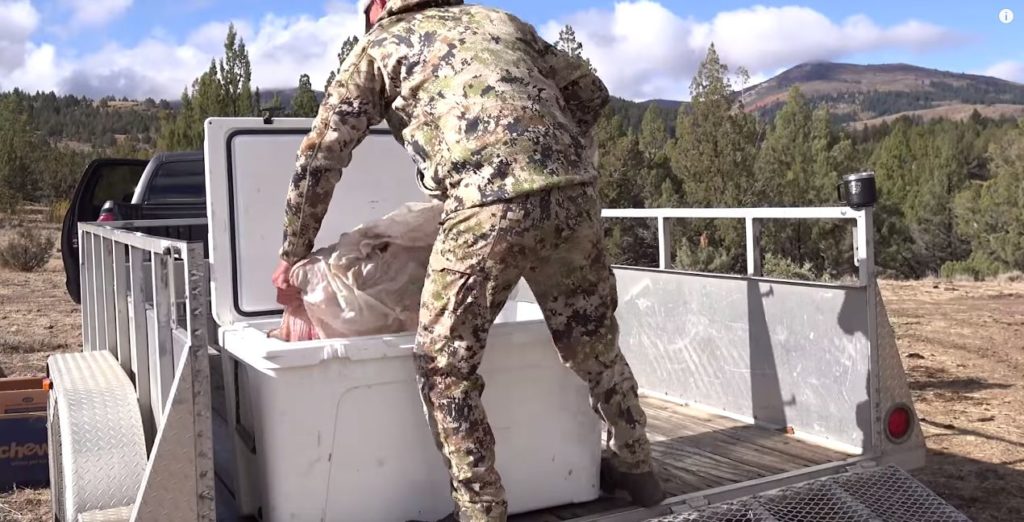 What size cooler quartered elk Hunting Waterfalls