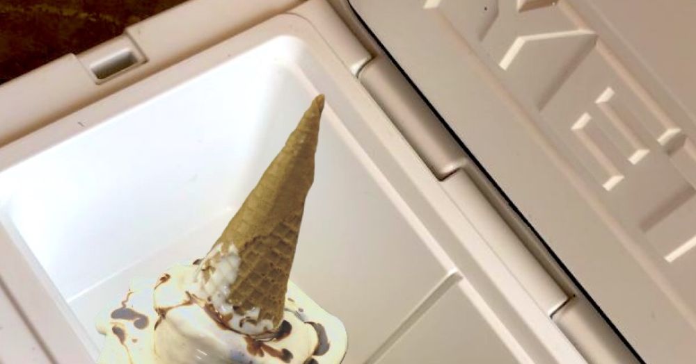 Photo of melted ice cream in a yeti cooler