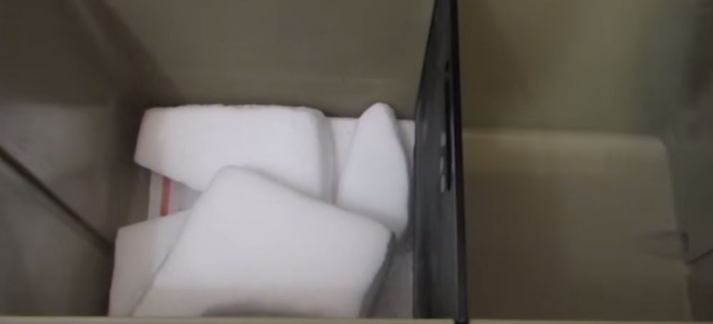 Dry ice inside a cooler