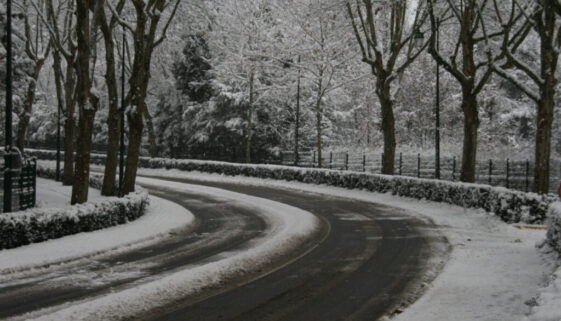 Road in winter in Paris region