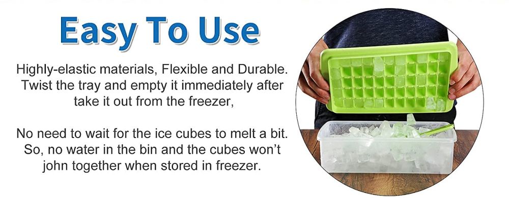 New ARTLEO Ice Cube Tray Bin Freezer Storage Easy-Release 55 Mini