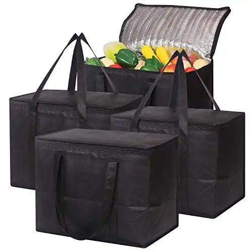 4 Large Insulated Reusable Grocery Bags