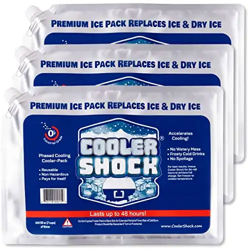 Cooler Shock Reusable Ice Packs for Cooler (3 Pack)