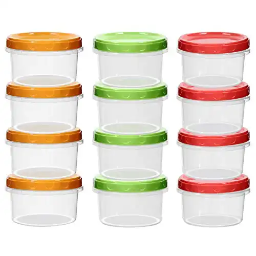 12-pack 8oz/250ml Reuseable Small Plastic Freezer Storage Container Jars with Screw Lid