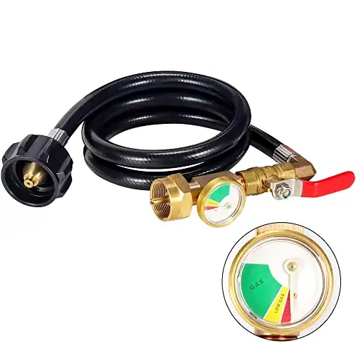 Pressure Gauge 36" Propane Refill Adapter Hose (1 lb Propane Gas Adapter)