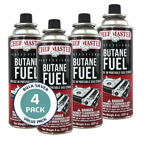 Chef Master 8 oz Butane Fuel Canisters (Pack of 4)