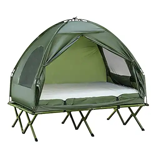 Outsunny All in One Elevated Camping Bed Tent for 2