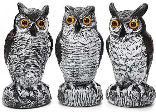 3 Pack Owl Decoy to Scare Birds Away