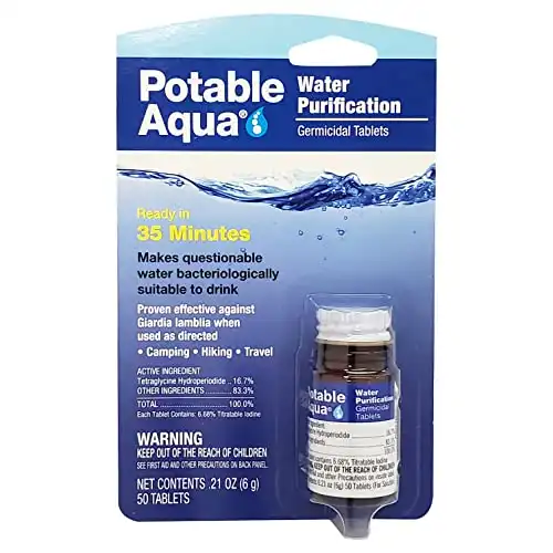 Potable Aqua Water Purification Tablets (50 Pack)